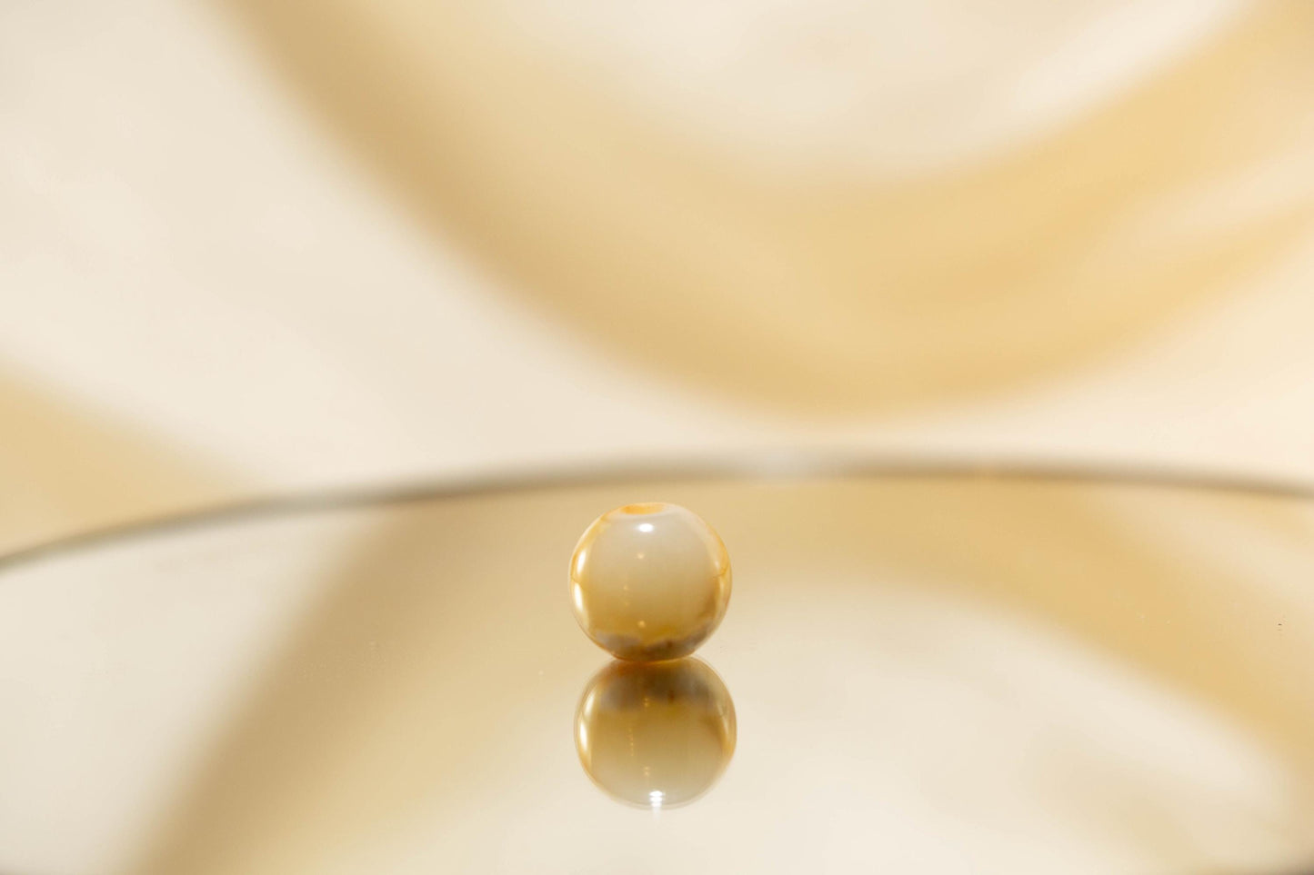Siberian Cream and White Cobblestone Jade Spherical Bead
