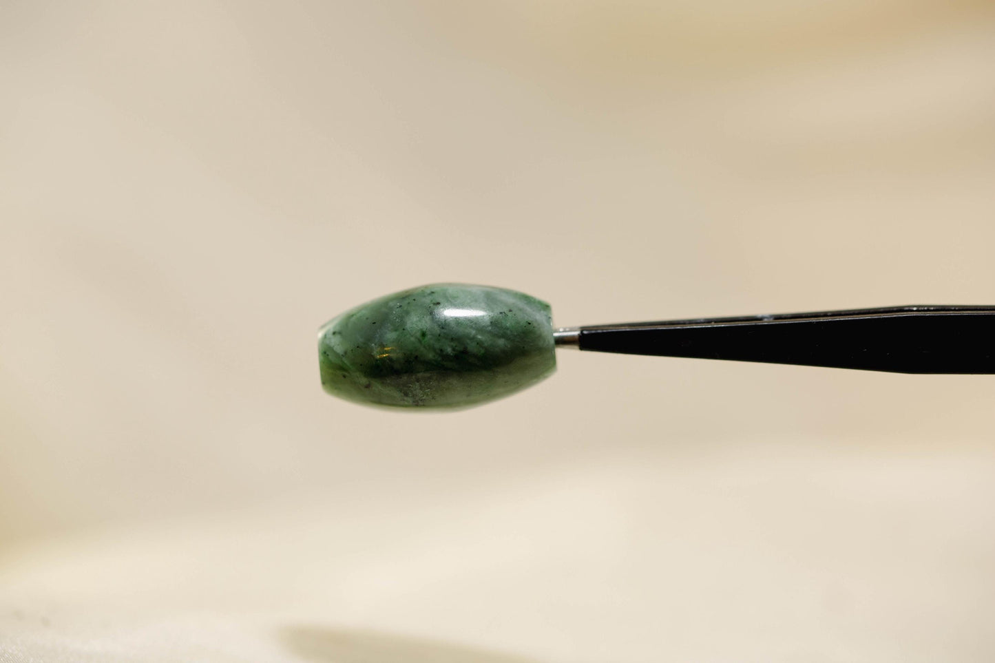 Green Jade Tube Bead Handcarved from Yukon Jade