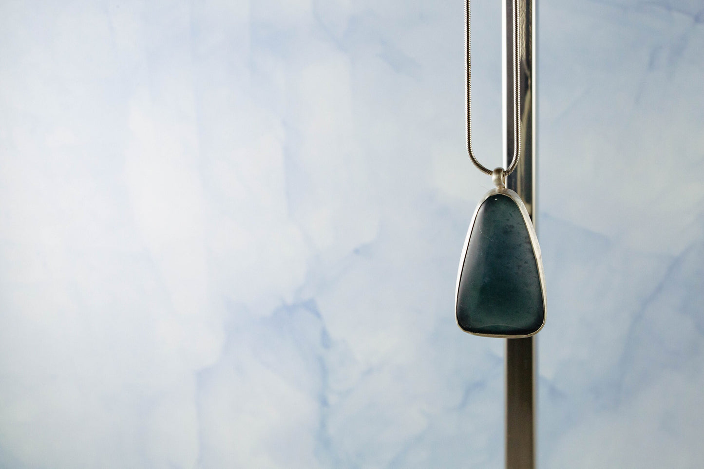 Stunning Blue Guatemalan Cabochon on 18inch Silver Rope