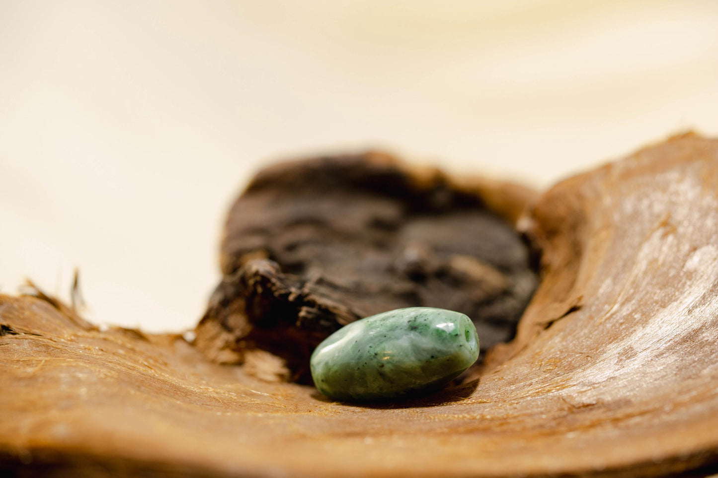 Green Jade Tube Bead Handcarved from Yukon Jade