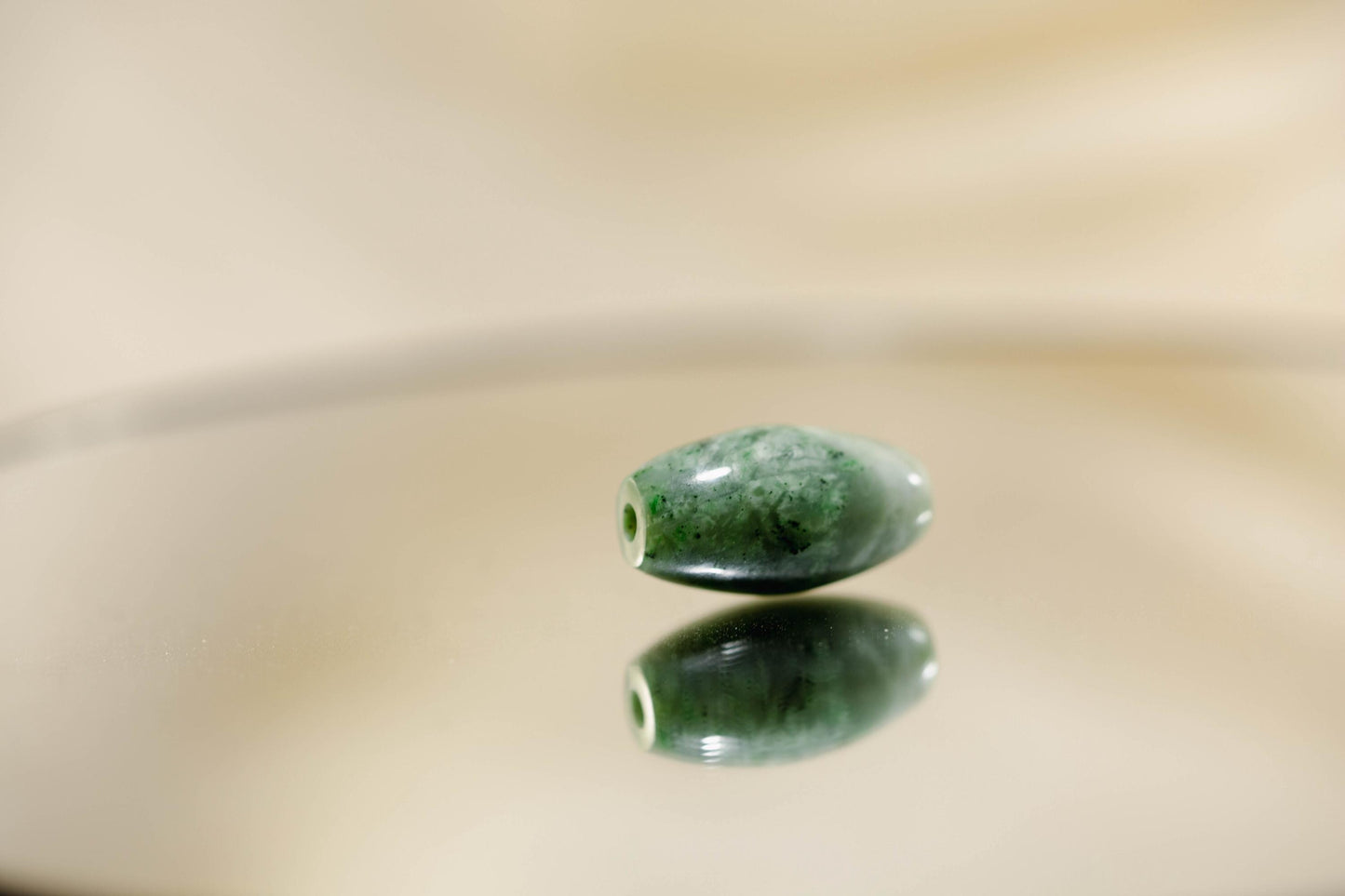 Green Jade Tube Bead Handcarved from Yukon Jade