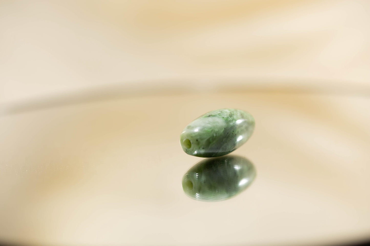 Green Jade Tube Bead Handcarved from Yukon Jade