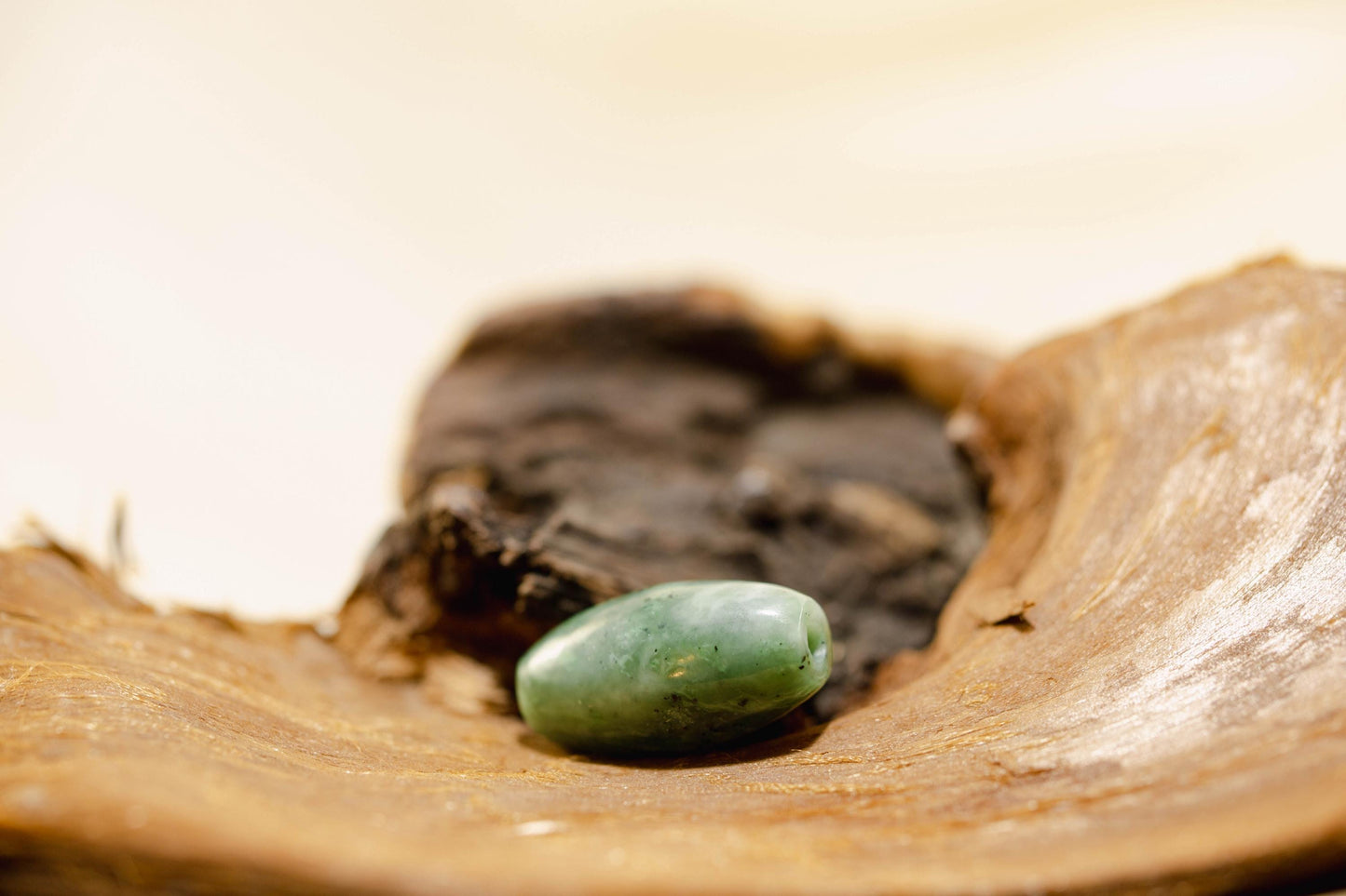 Green Jade Tube Bead Handcarved from Yukon Jade