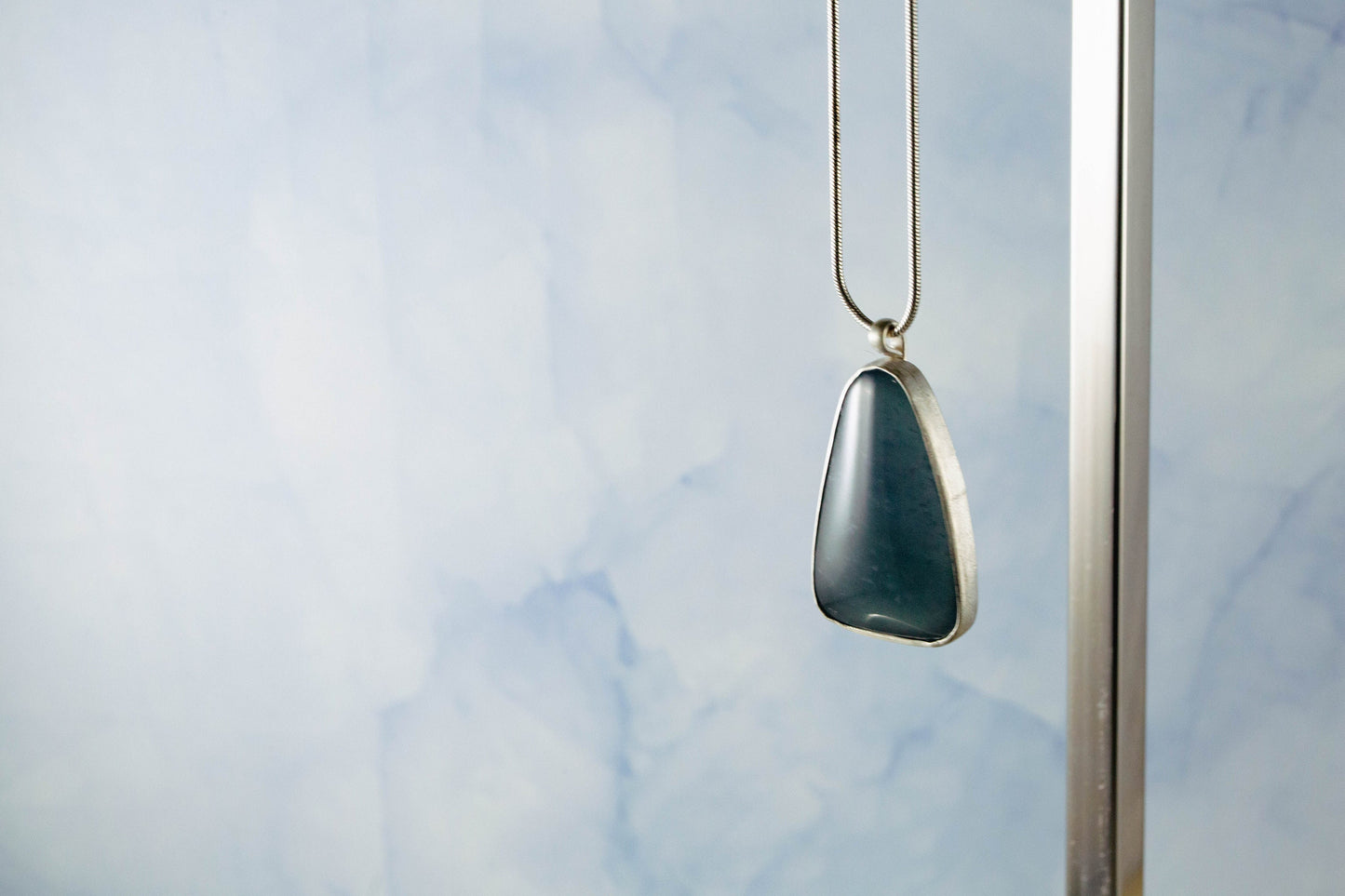 Stunning Blue Guatemalan Cabochon on 18inch Silver Rope