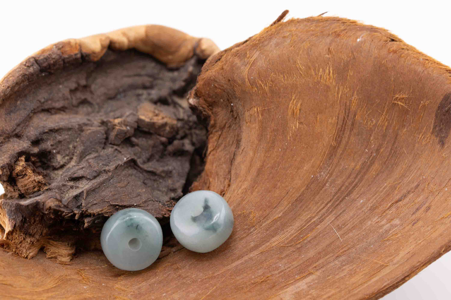 Burmese Blue Jadeite Rondelle Bead Pair