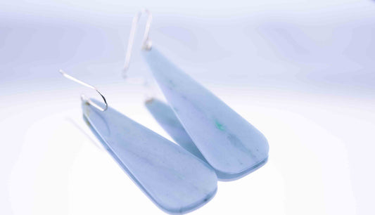 Unique Blue Purple Guatemalan Jadeite Dangle Earrings