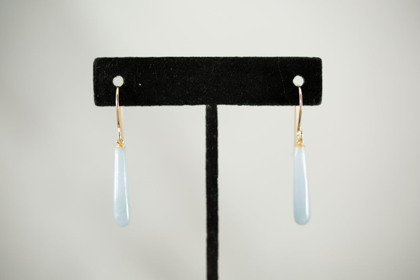 Handmade Light Blue Guatemalan Jadeite Teardrop Dangle Earrings | 14K Gold Filled Ear Wires