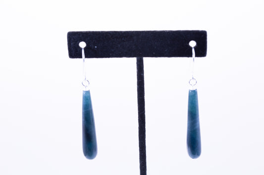 Guatemalan Blue Jadeite “Olmec” Drop Dangle Earrings