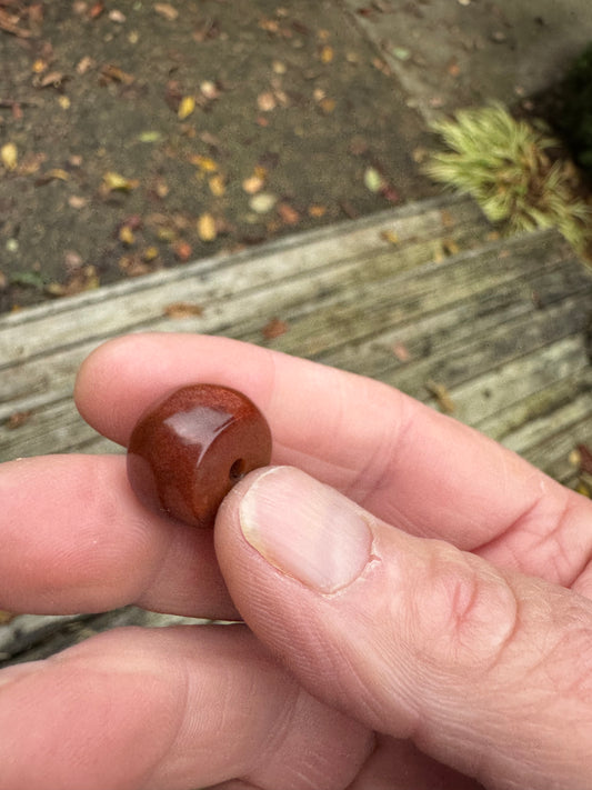 Rare Guatemalan Red Jadeite Rondelle Bead Bracelet