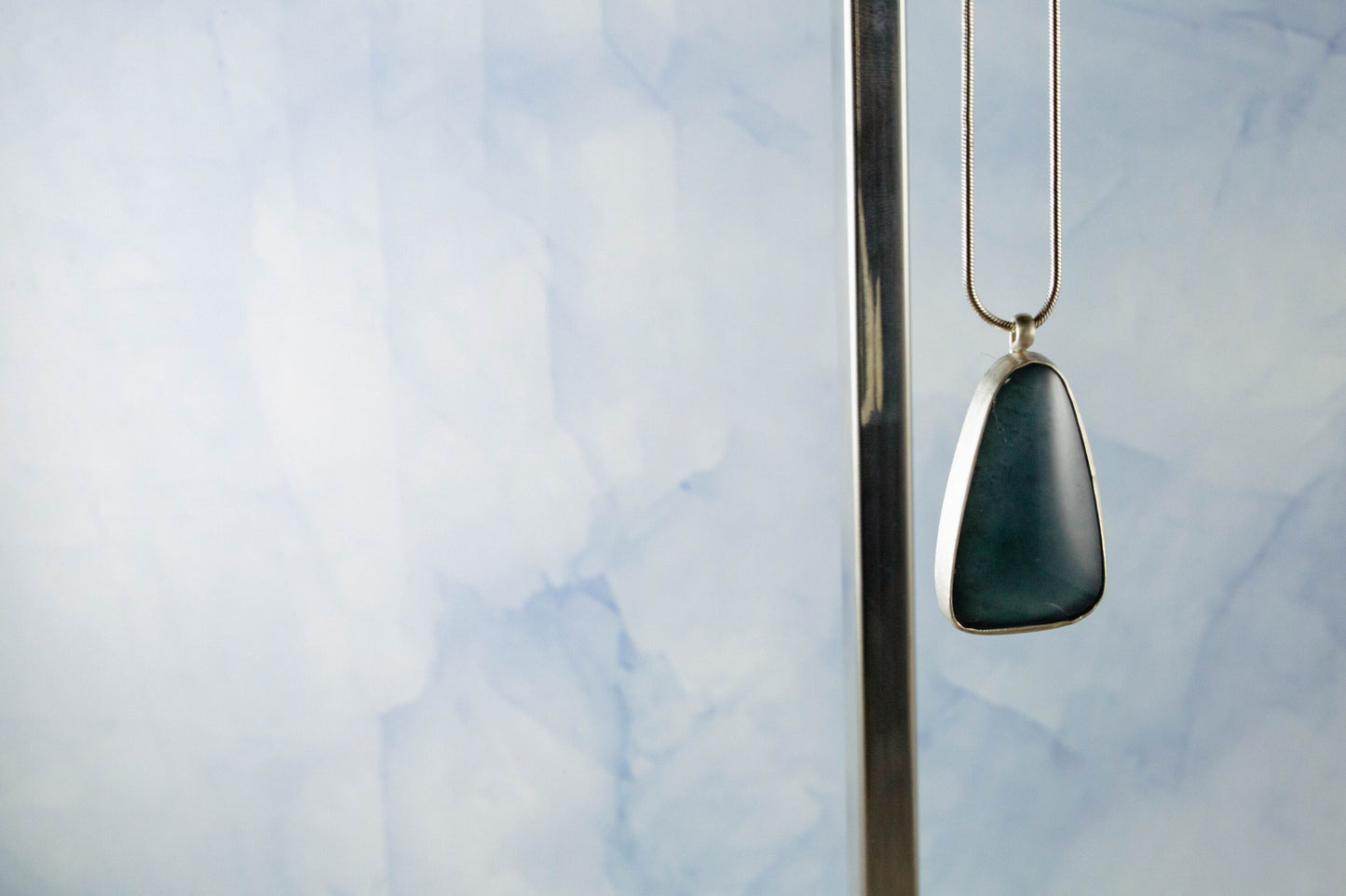 Stunning Blue Guatemalan Cabochon on 18inch Silver Rope