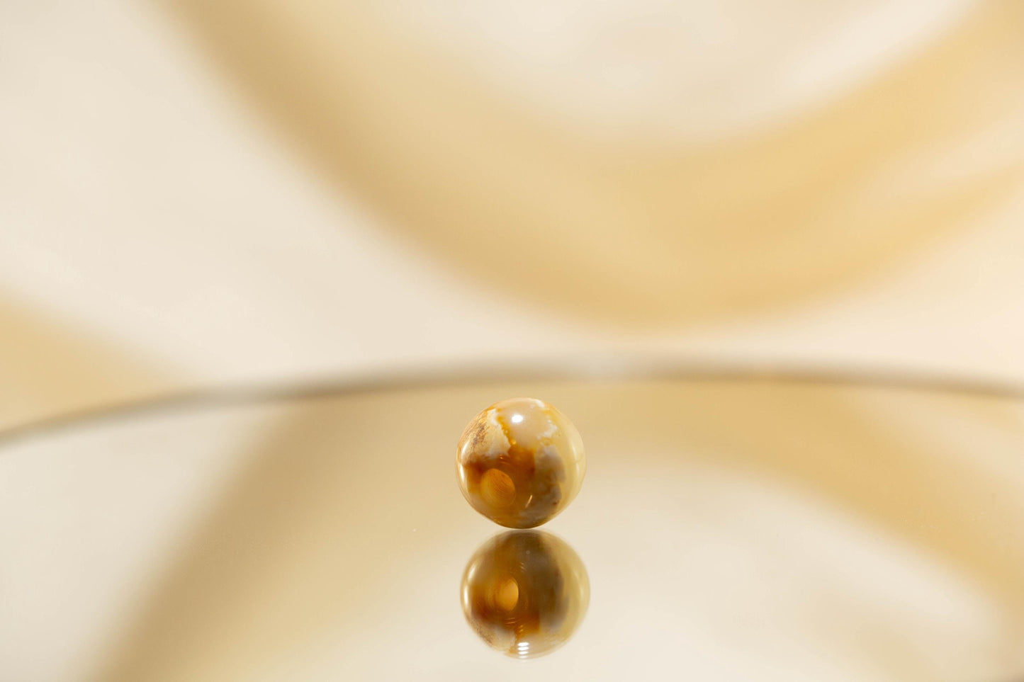 Siberian Cream and White Cobblestone Jade Spherical Bead