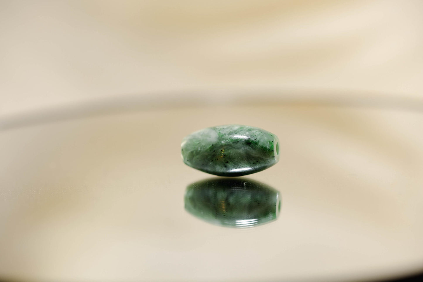 Green Jade Tube Bead Handcarved from Yukon Jade