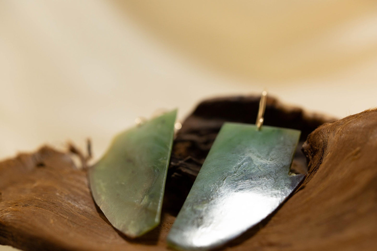 Washington Green Jade Dangle Earrings on 14 K Gold Ear Wires