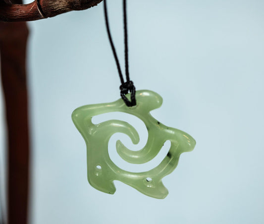 Siberian Green Jade Turtle Pendant with Siberian Beads