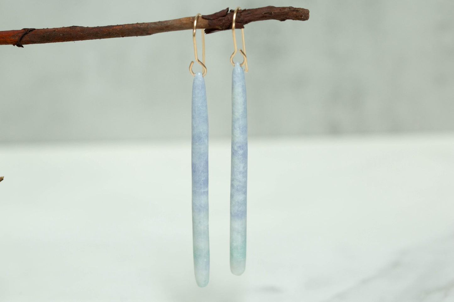 Guatemalan Lilac Jade Matchstick Dangles with 14k Gold-Filled Findings