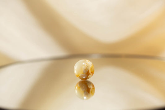 Siberian Cream and White Cobblestone Jade Spherical Bead