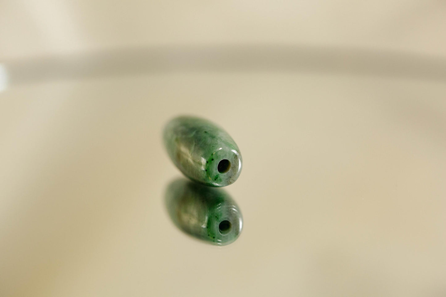 Green Jade Tube Bead Handcarved from Yukon Jade (measures 25.3x12 mm)
