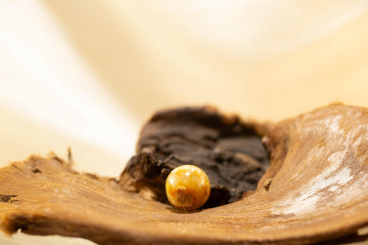 Siberian Cream and White Cobblestone Jade Spherical Bead