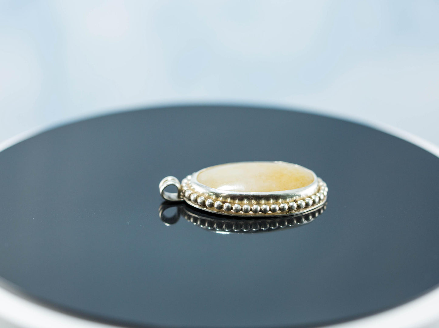Creamy Jade Cabochon Handcrafted from Siberian Jade (42x25mm)