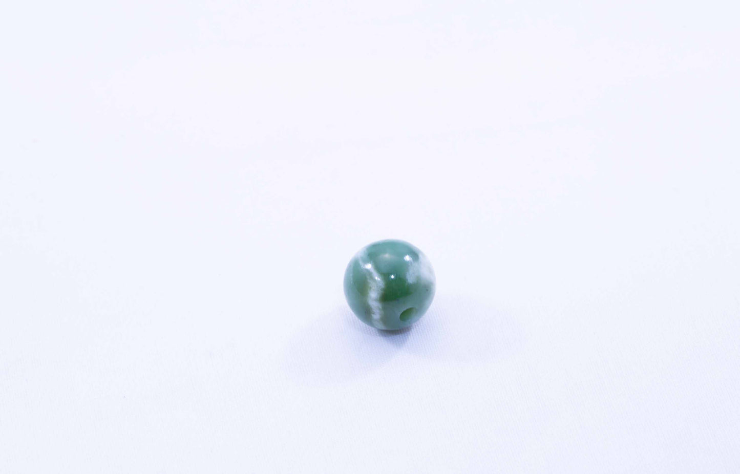 Green Siberian Jade Sphere Bead with White Ribbon