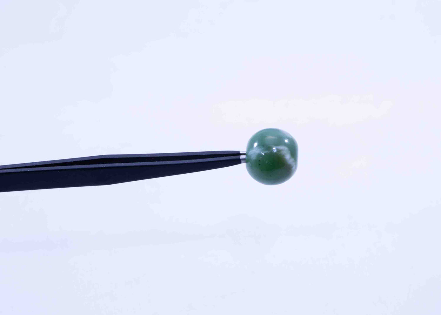 Green Siberian Jade Sphere Bead with White Ribbon