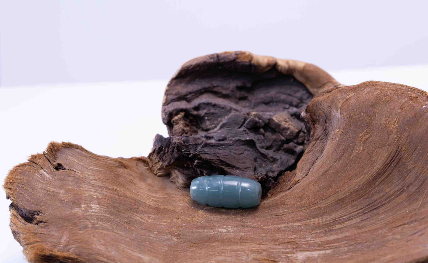 Guatemalan Blue Jade Barrel Bead