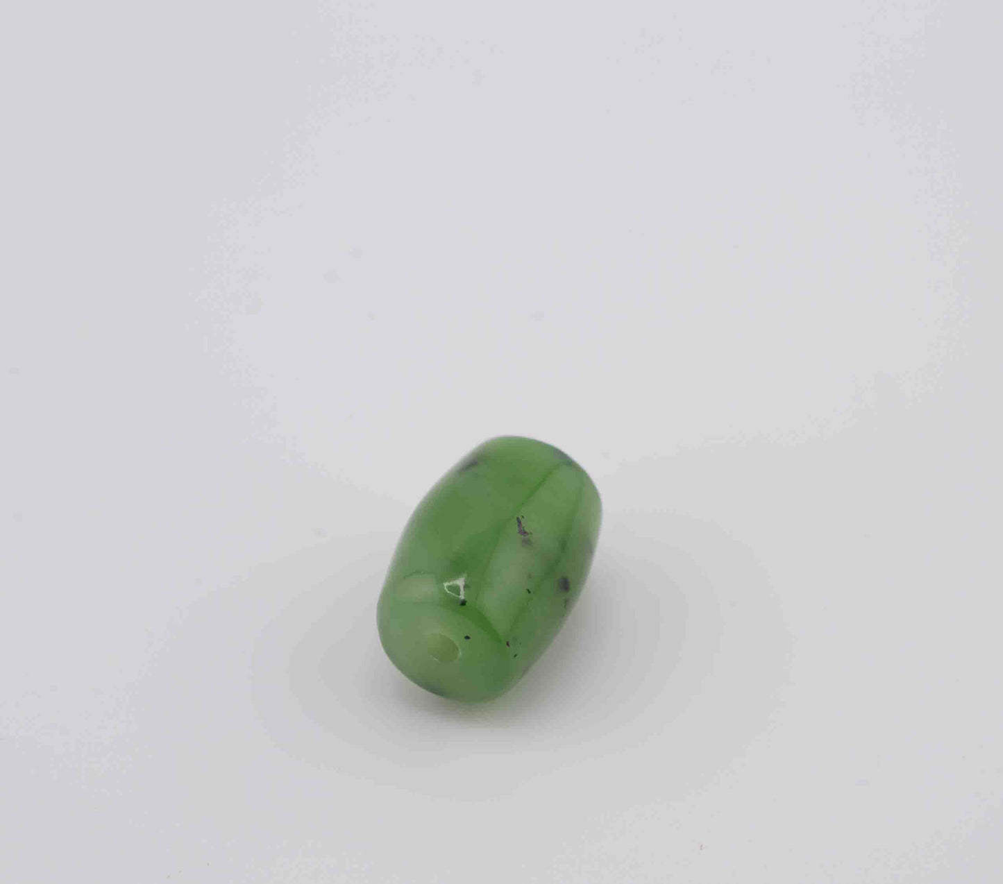 Siberian Apple Green Jade Barrel Bead