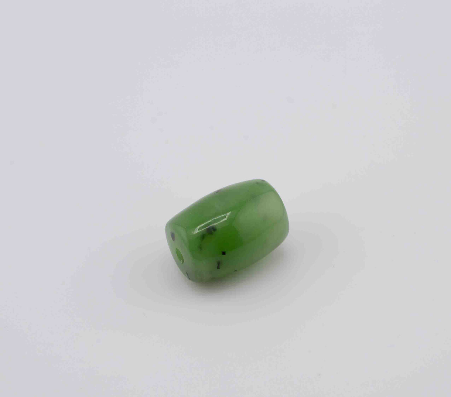 Siberian Apple Green Jade Barrel Bead