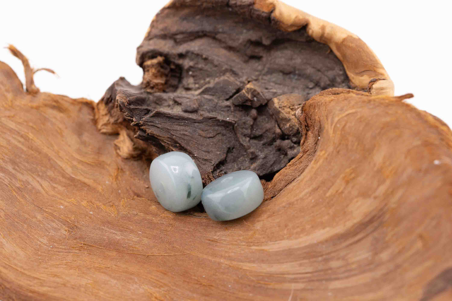 Burmese Blue Jadeite Rondelle Bead Pair