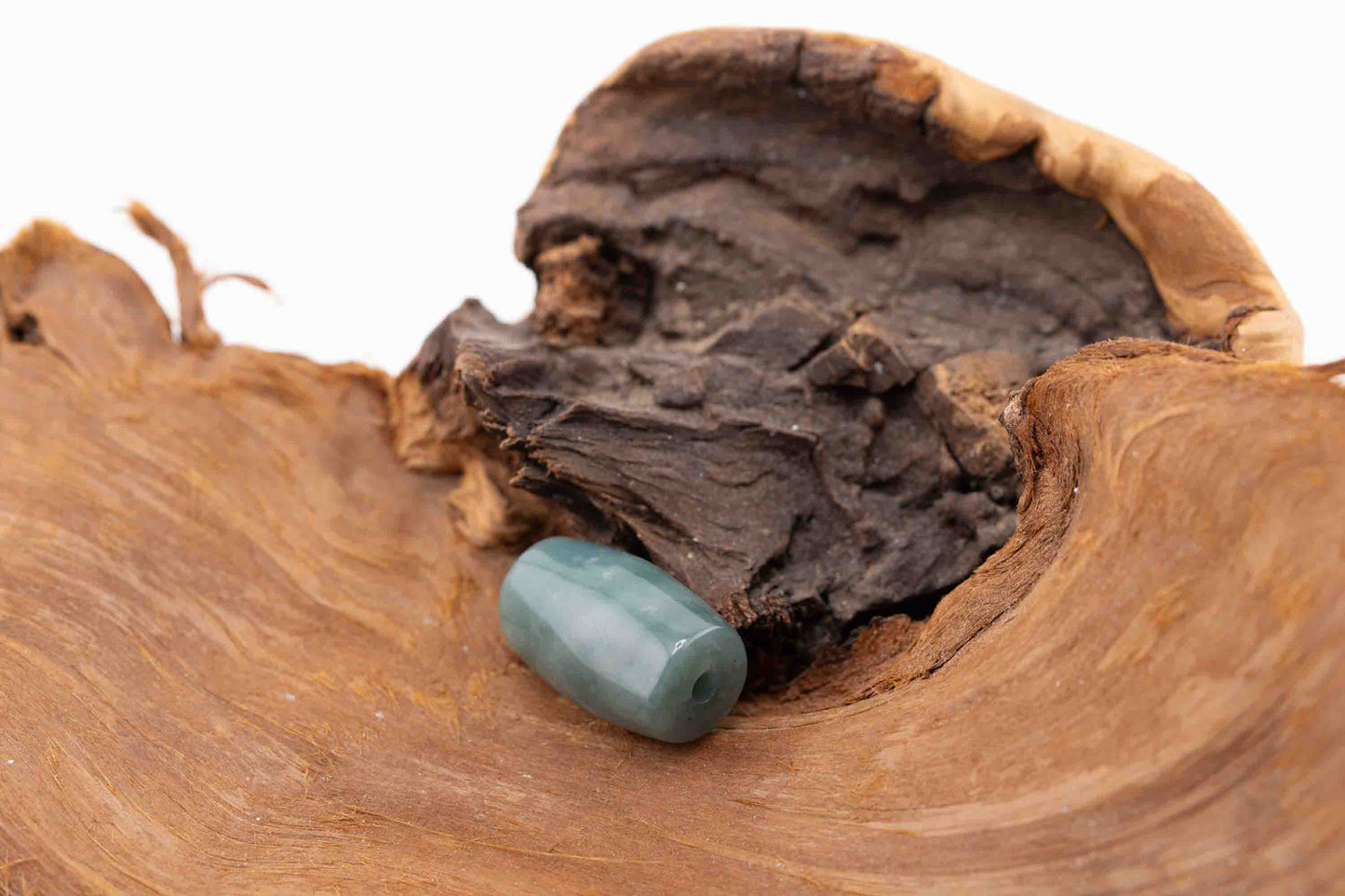 Guatemalan Blue Jade Barrel Bead