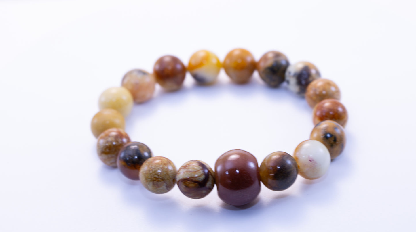 Rare Guatemalan Red Jadeite Rondelle Bead Bracelet