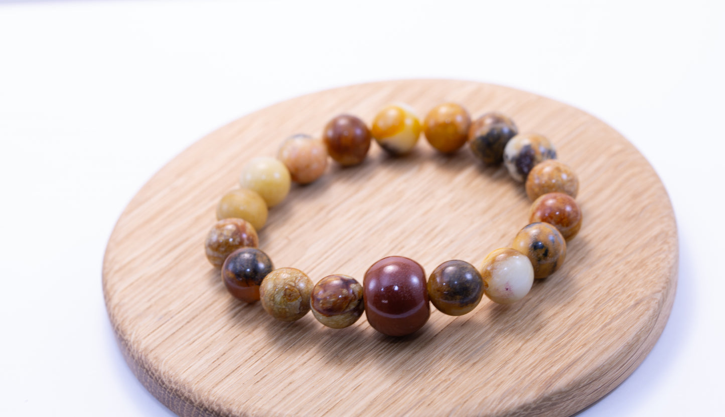 Rare Guatemalan Red Jadeite Rondelle Bead Bracelet