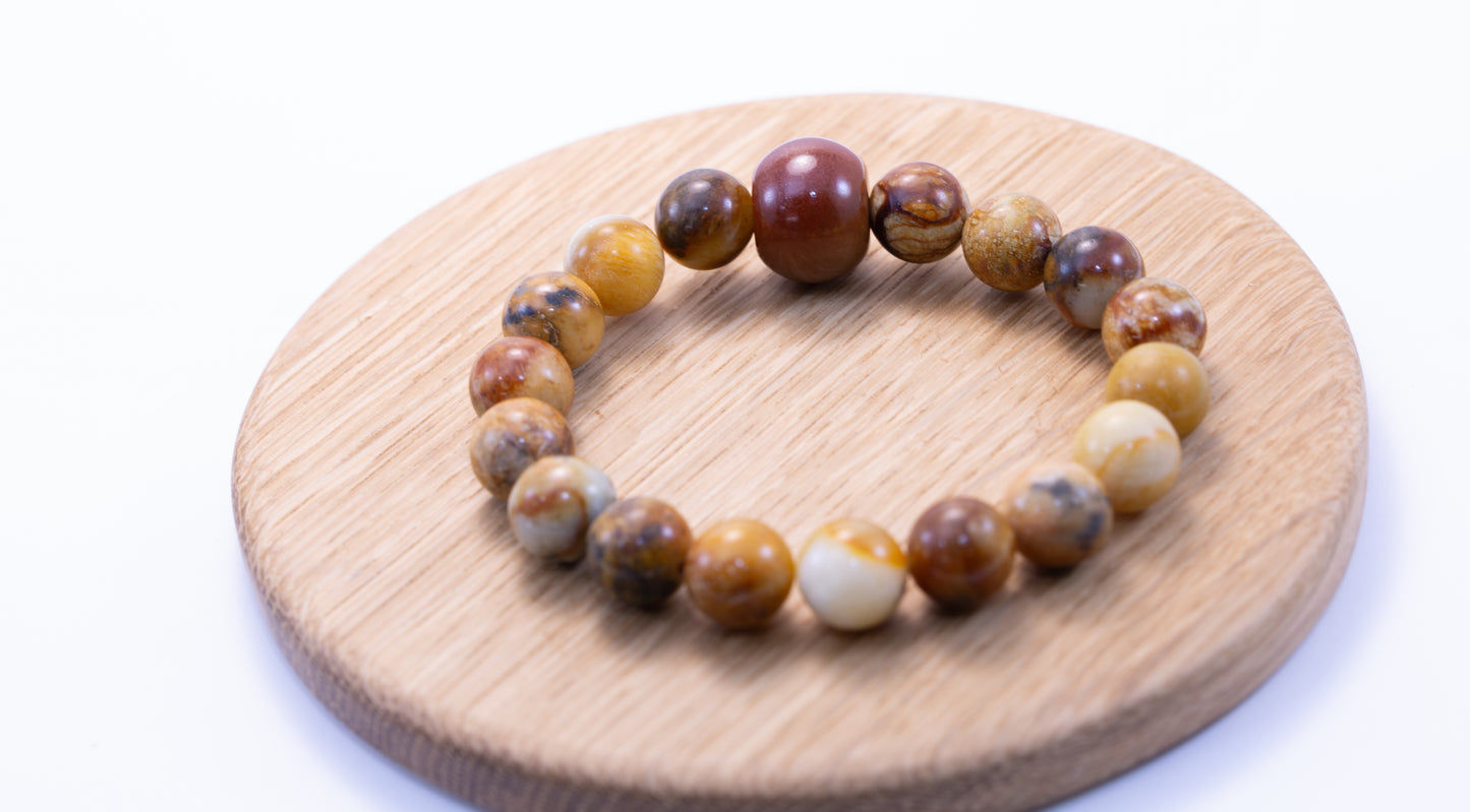 Rare Guatemalan Red Jadeite Rondelle Bead Bracelet