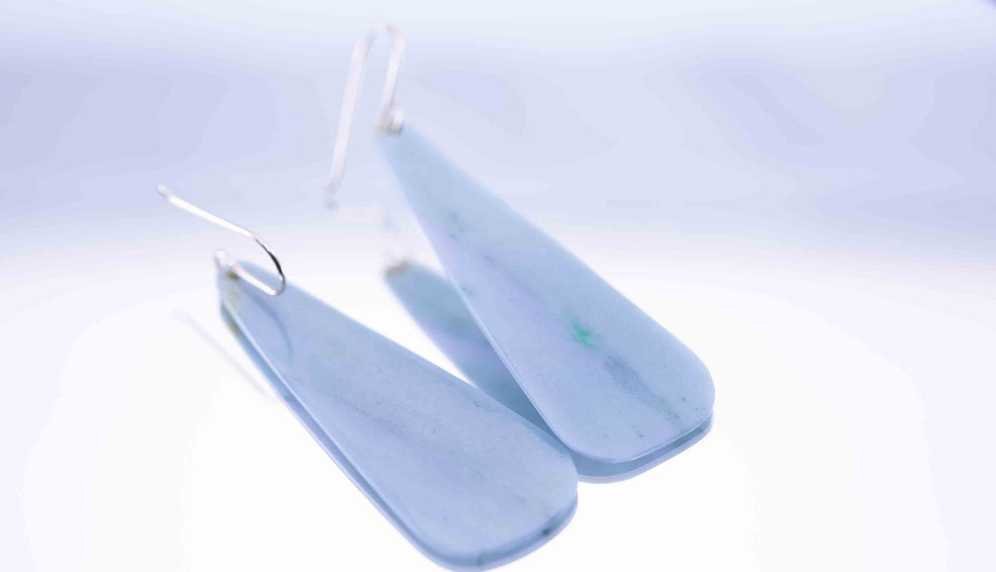 Unique Blue Purple Guatemalan Jadeite Dangle Earrings