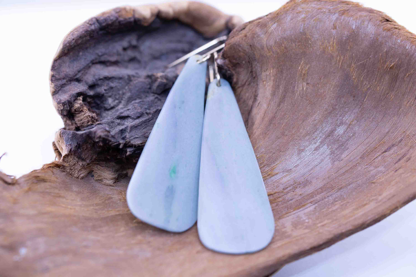 Unique Blue Purple Guatemalan Jadeite Dangle Earrings