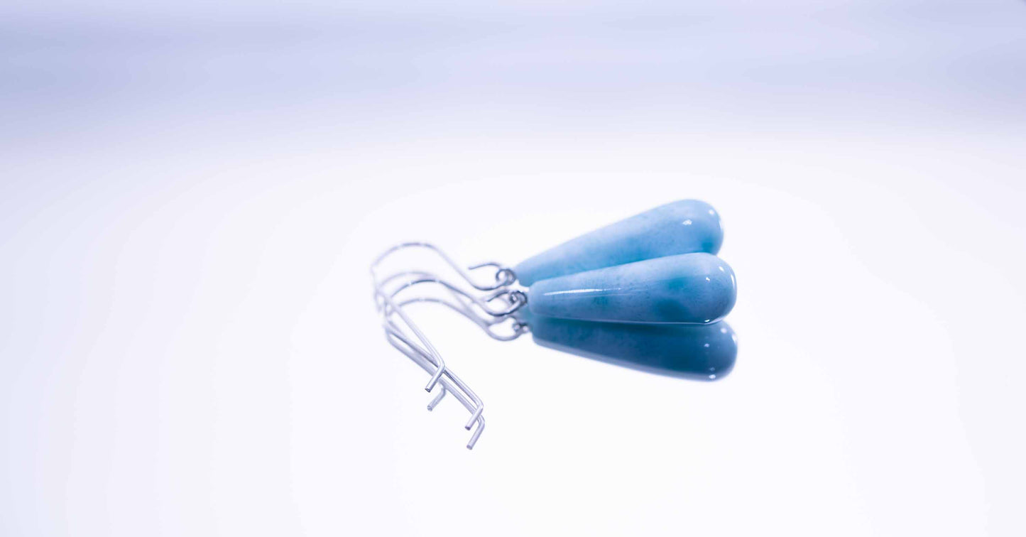 Beautiful Handmade Larimar Drop Dangle Earrings