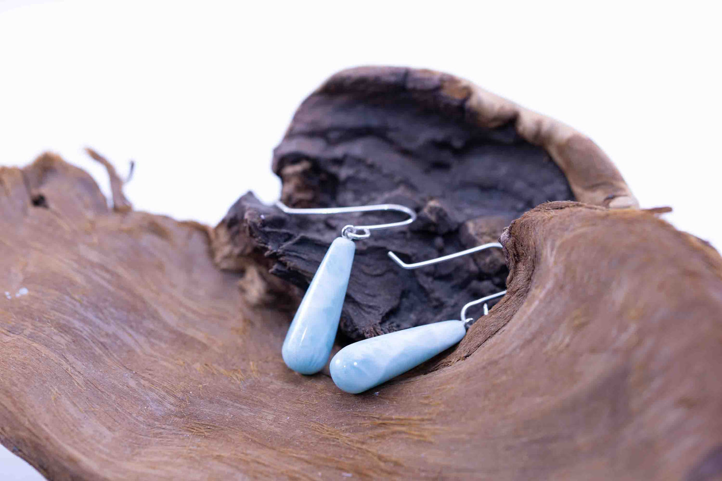 Beautiful Handmade Larimar Drop Dangle Earrings