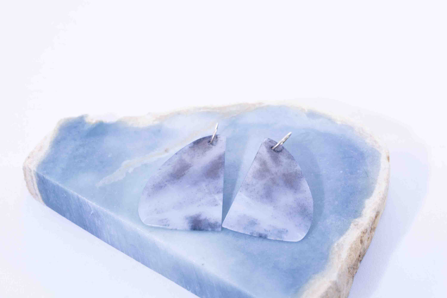 Chinese Porcelian Jade Dangle Earrings