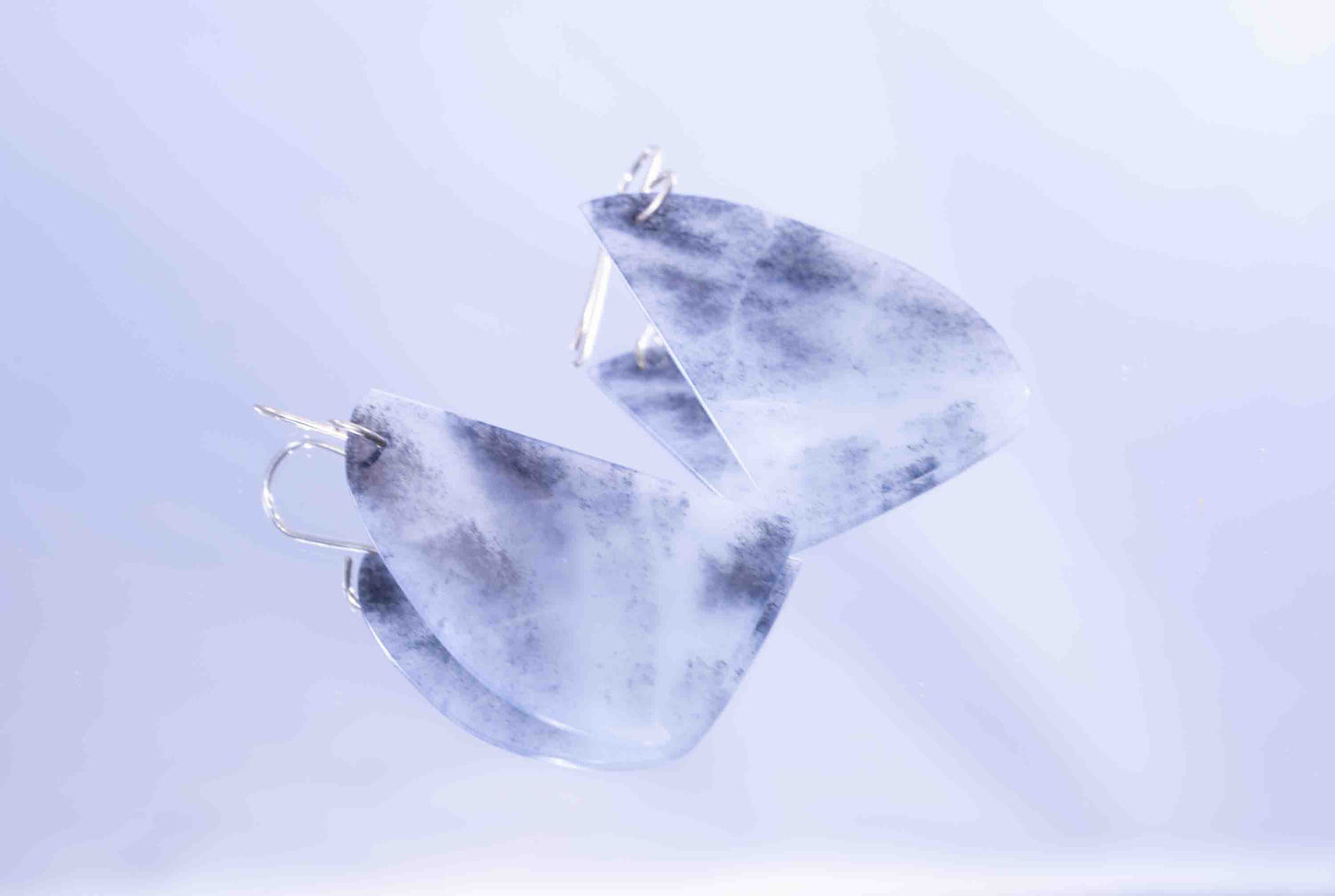 Chinese Porcelian Jade Dangle Earrings