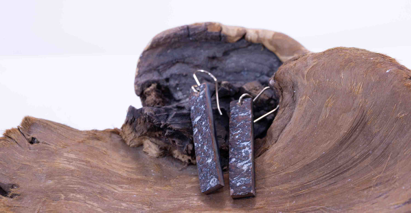 Wyoming Black Edwards Jade Earrings – Live Rind &amp; Polished Black – Reversible Dangles – 14k Gold Filled