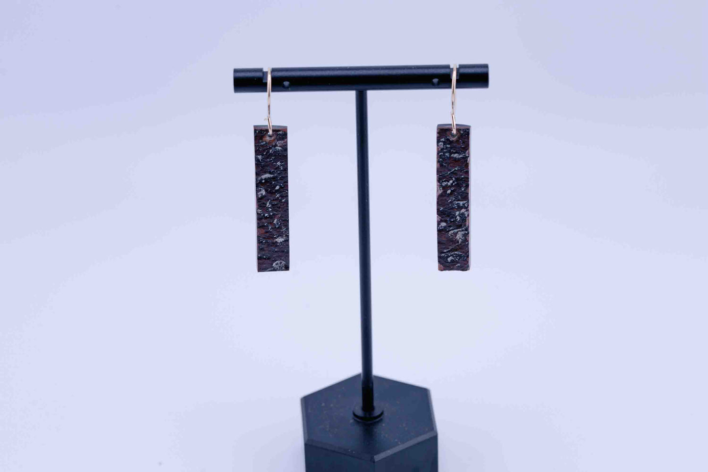 Wyoming Black Edwards Jade Earrings – Live Rind &amp; Polished Black – Reversible Dangles – 14k Gold Filled