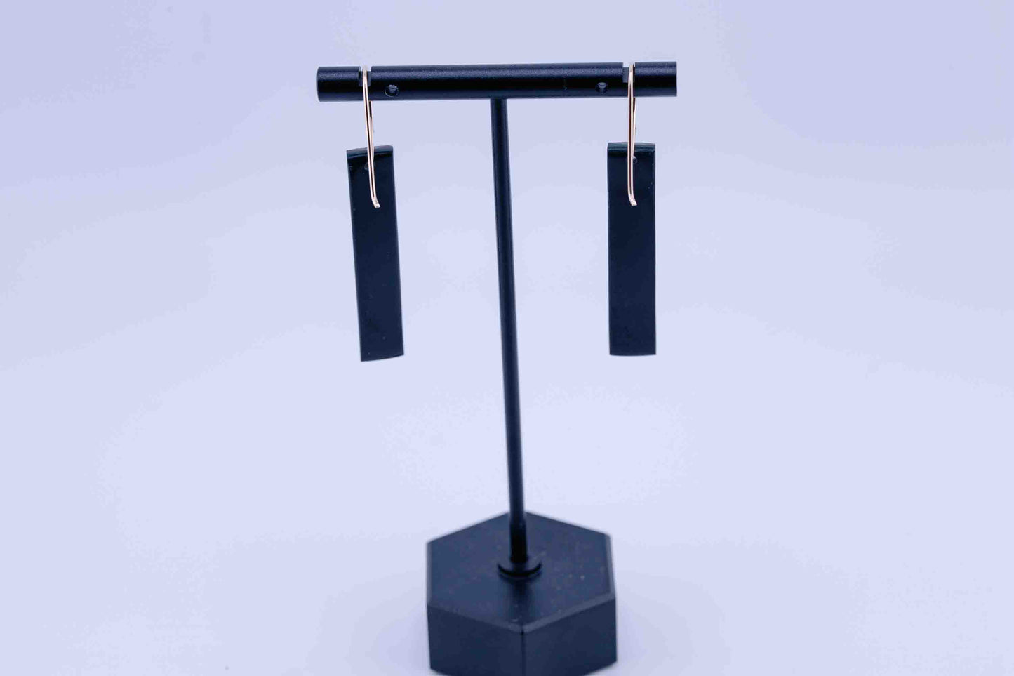 Wyoming Black Edwards Jade Earrings – Live Rind &amp; Polished Black – Reversible Dangles – 14k Gold Filled