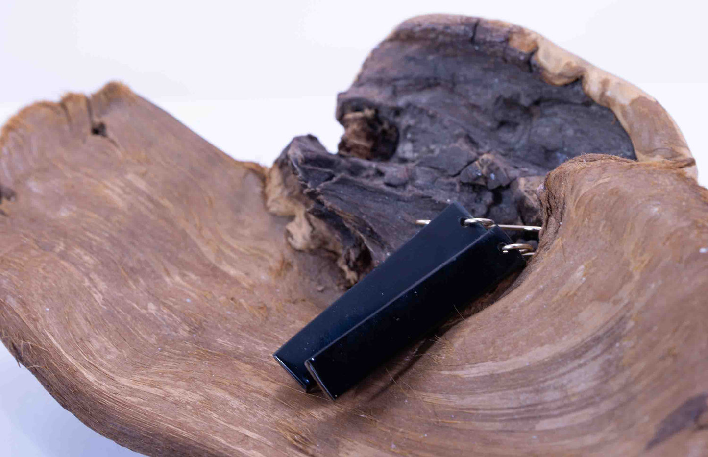 Wyoming Black Edwards Jade Earrings – Live Rind &amp; Polished Black – Reversible Dangles – 14k Gold Filled