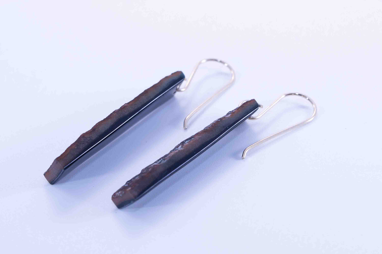 Wyoming Black Edwards Jade Earrings – Live Rind &amp; Polished Black – Reversible Dangles – 14k Gold Filled