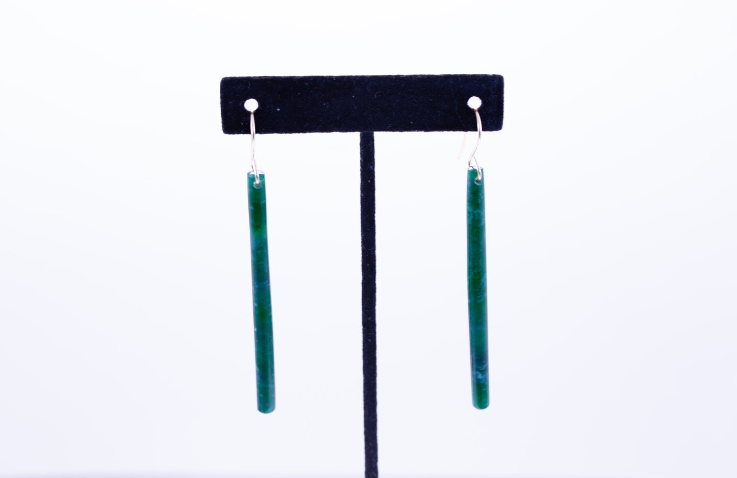 Handmade Imperial Green Guatemalan Jadeite Matchstick Dangle Earrings
