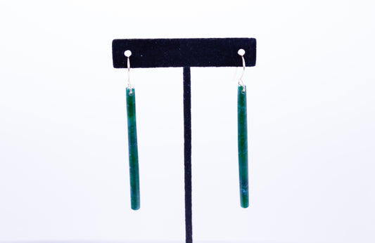 Handmade Imperial Green Guatemalan Jadeite Matchstick Dangle Earrings