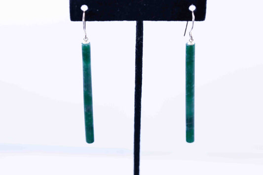 Handmade Imperial Green Guatemalan Jadeite Matchstick Dangle Earrings