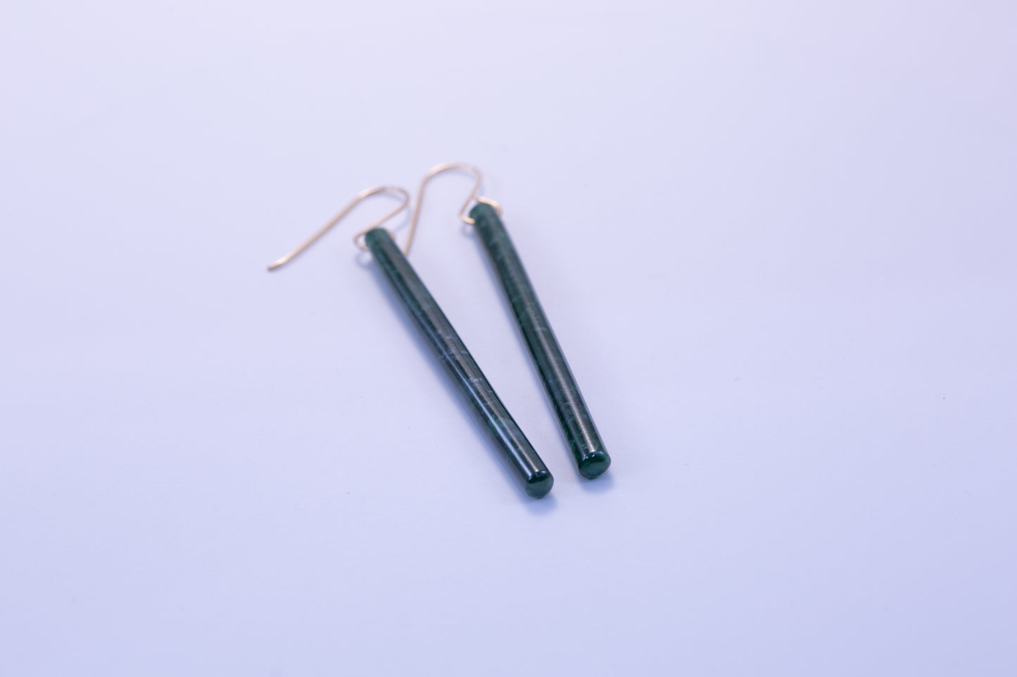 Handmade Imperial Green Guatemalan Jadeite Matchstick Dangle Earrings