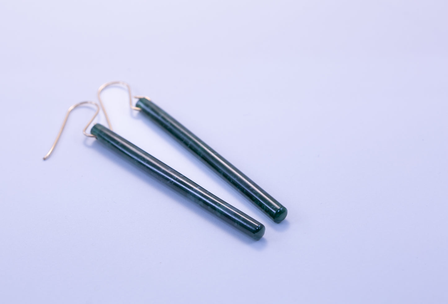 Handmade Imperial Green Guatemalan Jadeite Matchstick Dangle Earrings