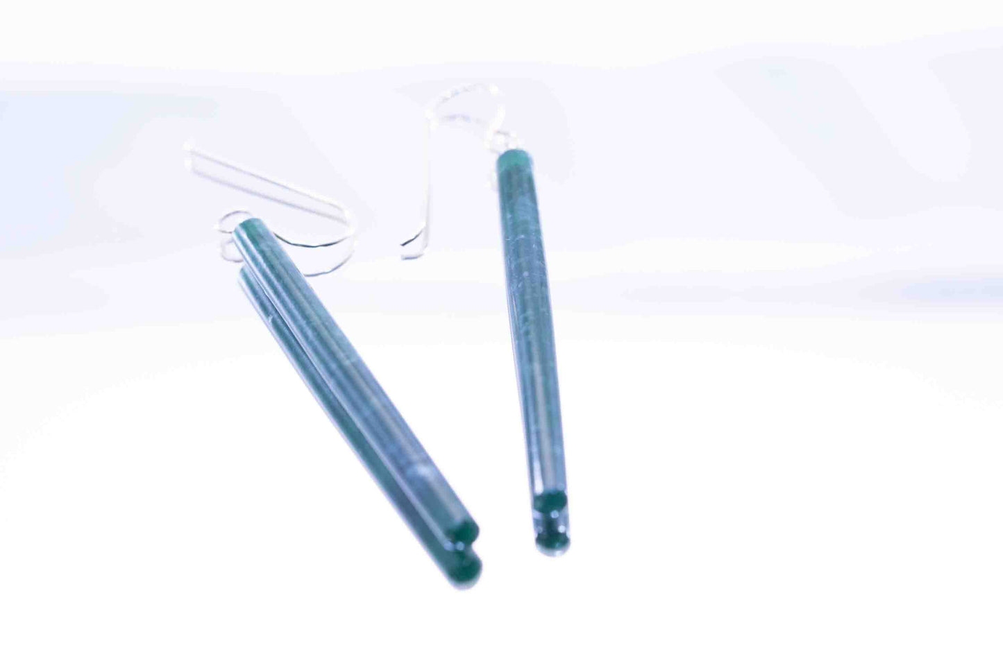 Handmade Imperial Green Guatemalan Jadeite Matchstick Dangle Earrings